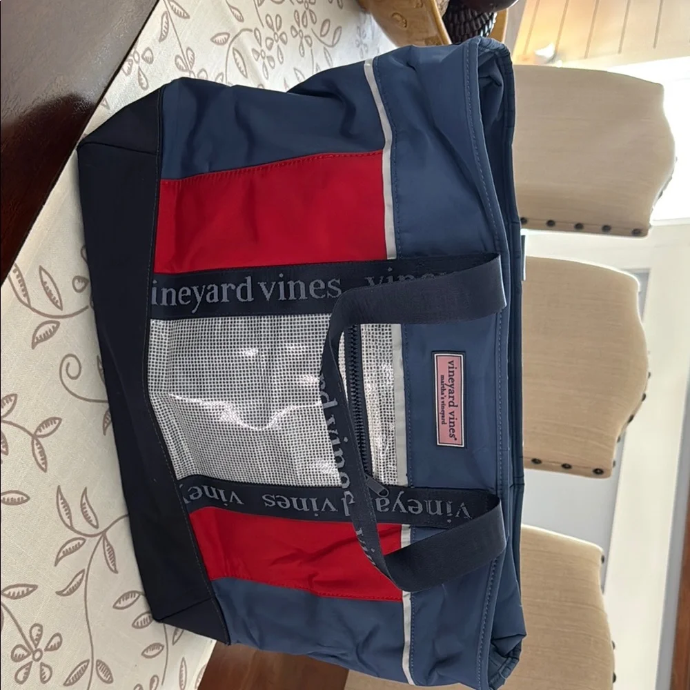 Vineyard Vines Blue and Red Duffel Bag